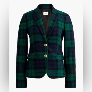J. Crew Factory Black Watch Plaid Schoolboy Blazer Size 6 Wool Blend Two Button